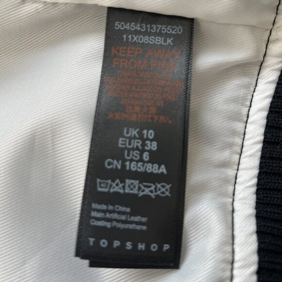 Topshop Black Mixed Media Bomber Jacket – Women’s Size US 6 - Picture 5 of 5